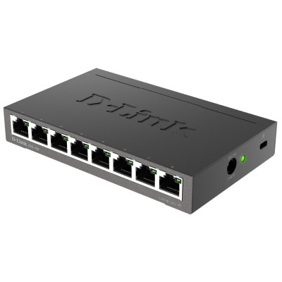 D-Link DGS-108 8-Port Gigabit Ethernet Plug and Play Switch, fanless, IGMP snooping, green features